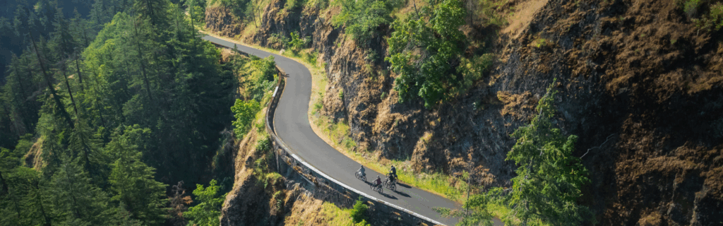 E-Bike Riders on the Twin Tunnels Historic Columbia River Highway Section